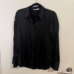 Abercrombie & Fitch Black Satin Button Down Shirt